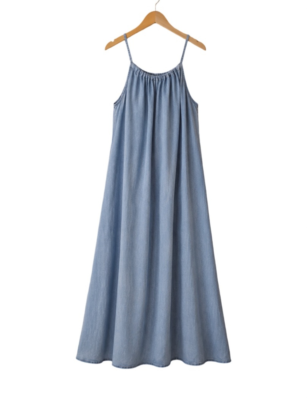 H&M Lyocell Halter Maxi Dress – Light Blue Denim Wash Size S - Picture 5 of 11